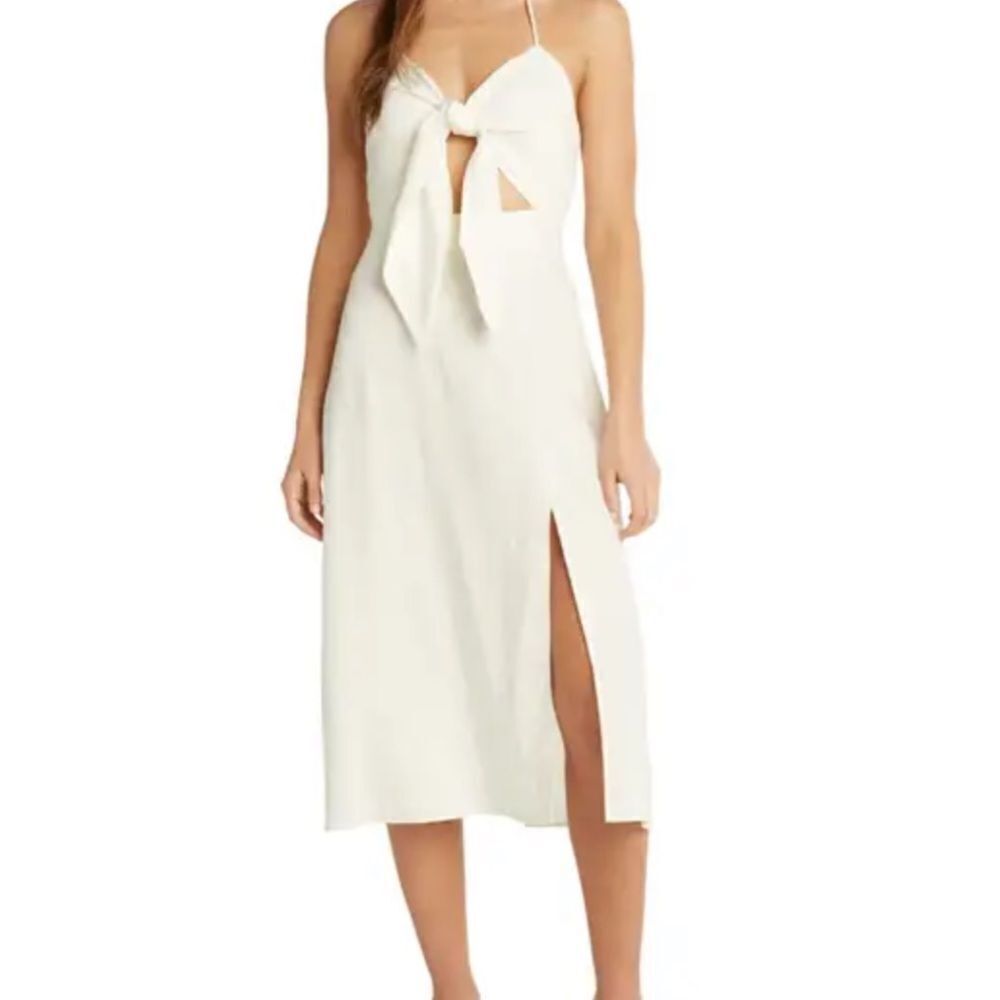 White Linen Midibeach Dress